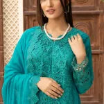 3 pc Teal Green Fancy Chiffon Suit