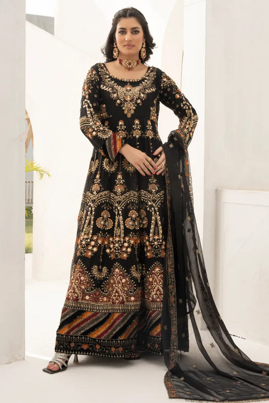 3 Pc Black Chiffon Maxi Dress