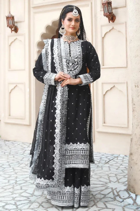 3 pc Black Sharara Suit