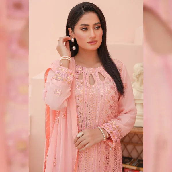 3 pc Fancy Chiffon suit | Pink