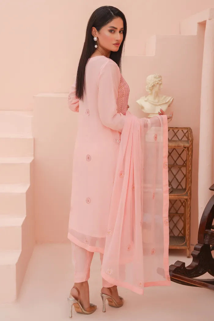 3 pc Fancy Chiffon suit | Pink