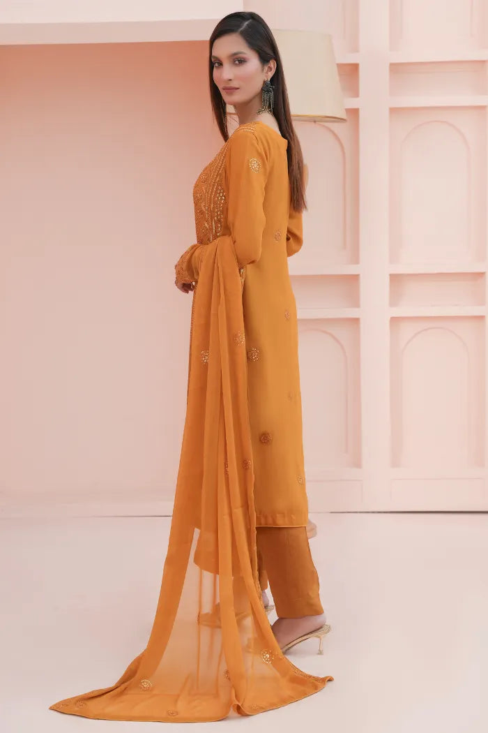 3 pc Fancy Chiffon suit | Mustard