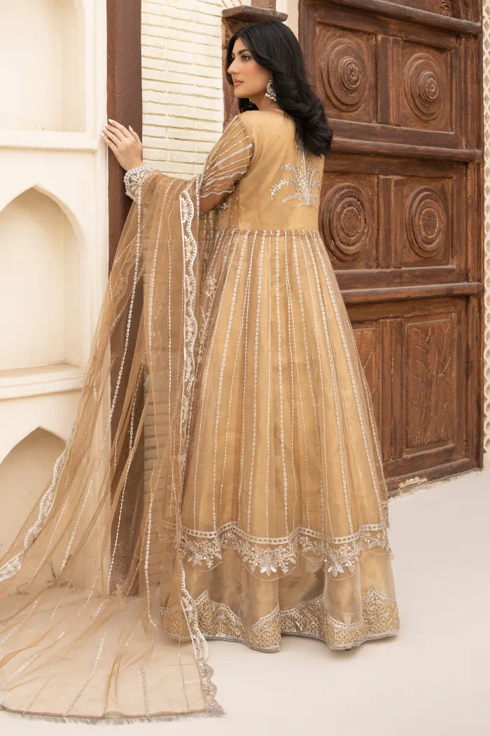 3 Pc Organza Maxi Gold Maxi Dress