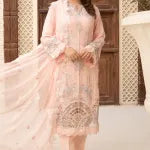 3 Pc Maria.B Embroided Pink Chiffon Suit