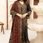 3 Pc Black Chiffon Angrakha Suit