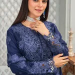3 pc Blue Fancy Chiffon Suit
