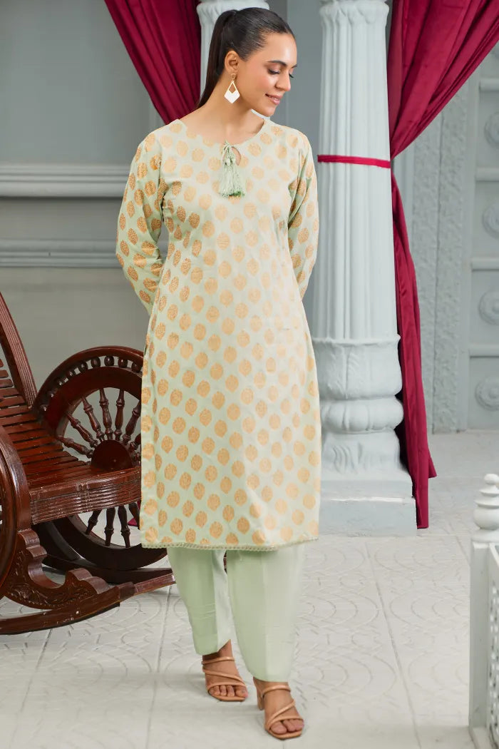 2 Pc Linen Block Prints Chinoise green