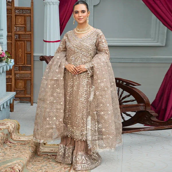 3 pc skin chiffon anghrakha suit