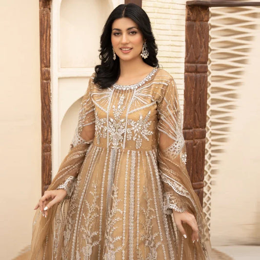 3 Pc Organza Maxi Gold Maxi Dress