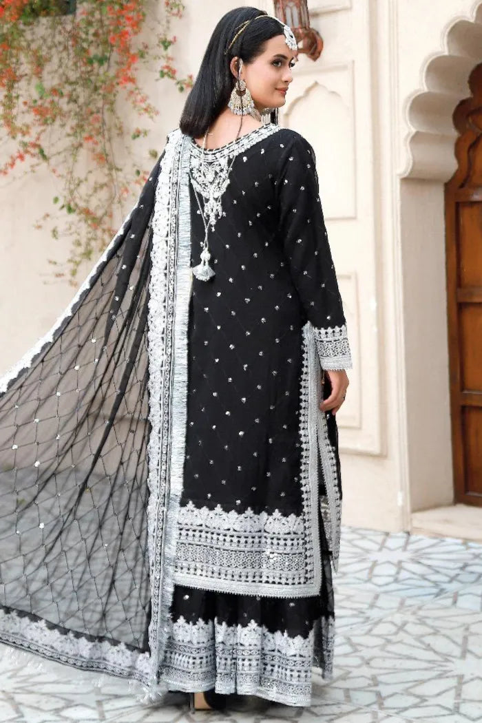 3 pc Black Sharara Suit