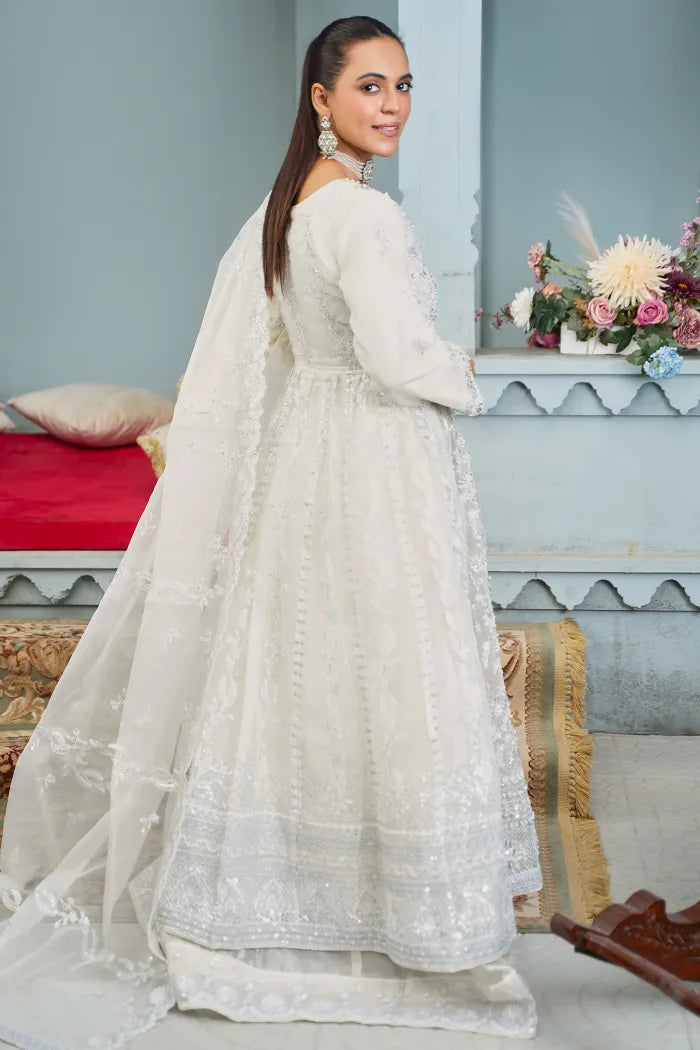 Fancy Maxi Dress Afroze| white | Designer Rack Studio