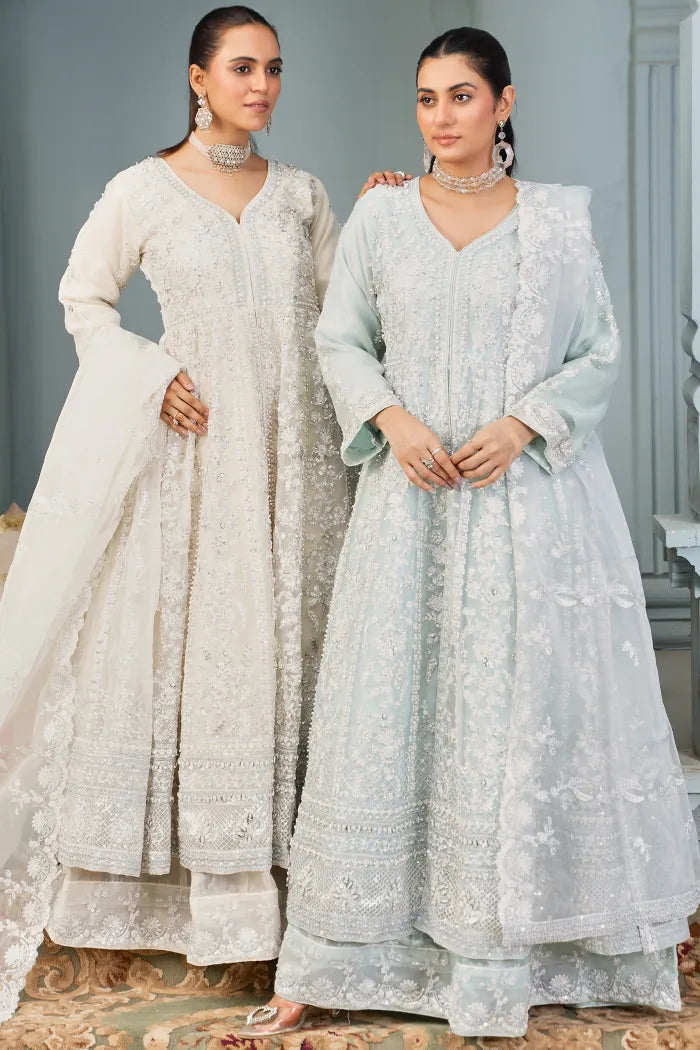 Fancy Maxi Dress Afroze| white | Designer Rack Studio