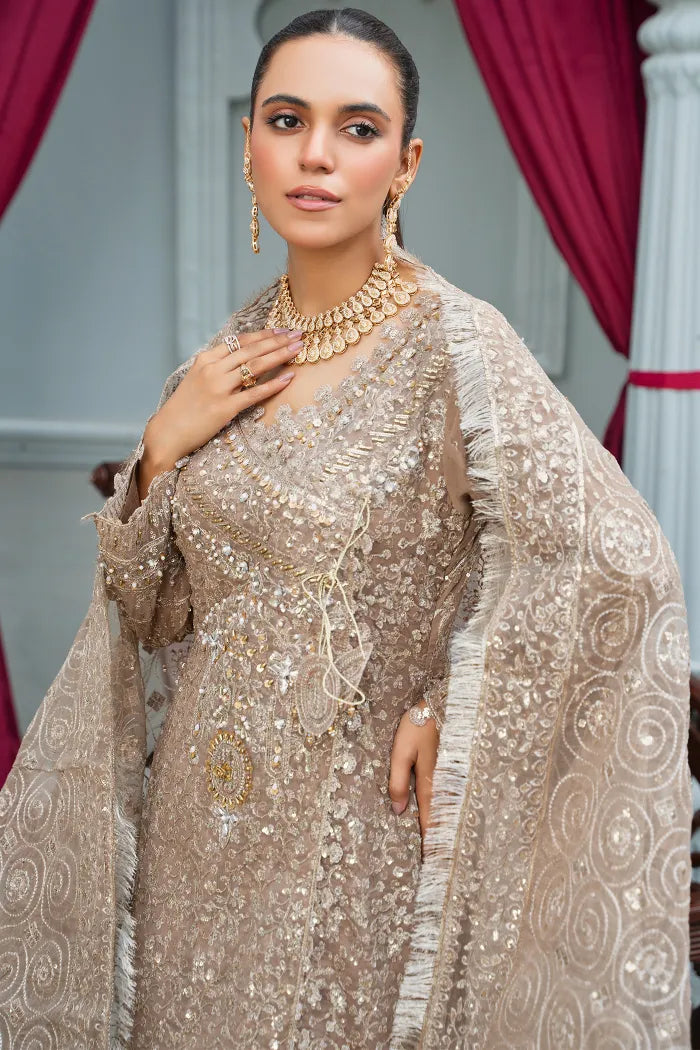 3 pc skin chiffon anghrakha suit