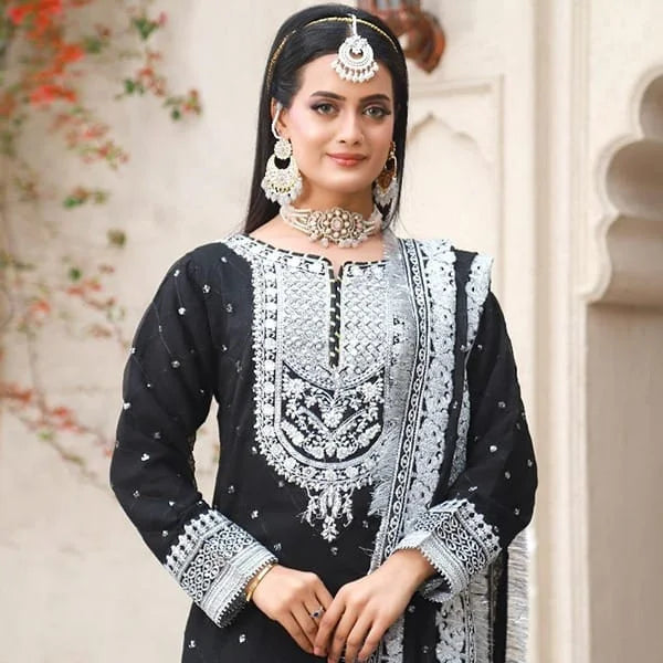 3 pc Black Sharara Suit